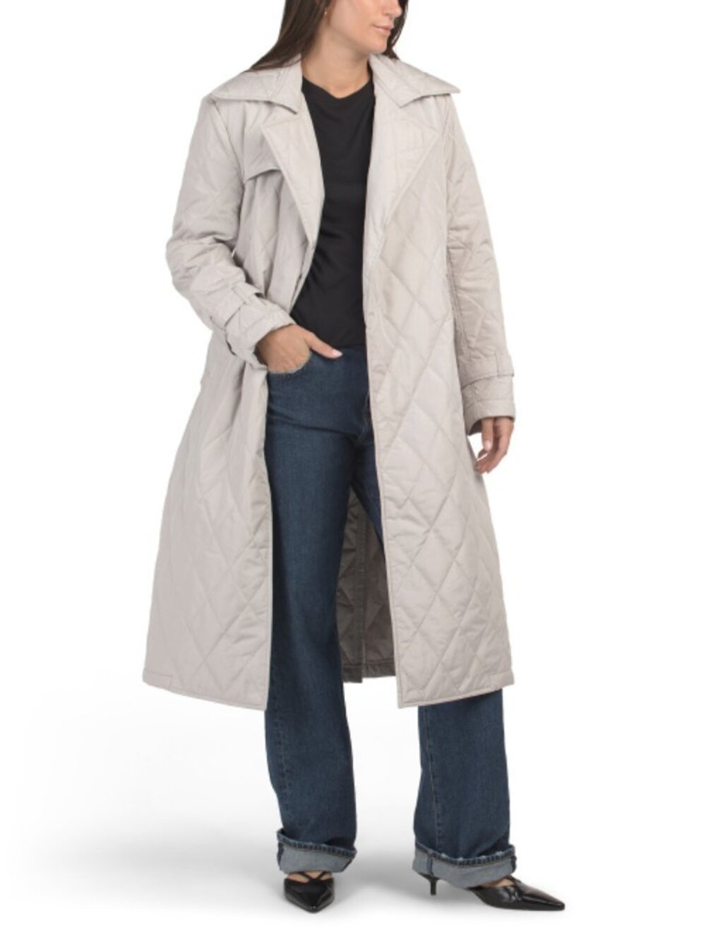 REBECCA MINKOFF Belted Quilted Trench Coat